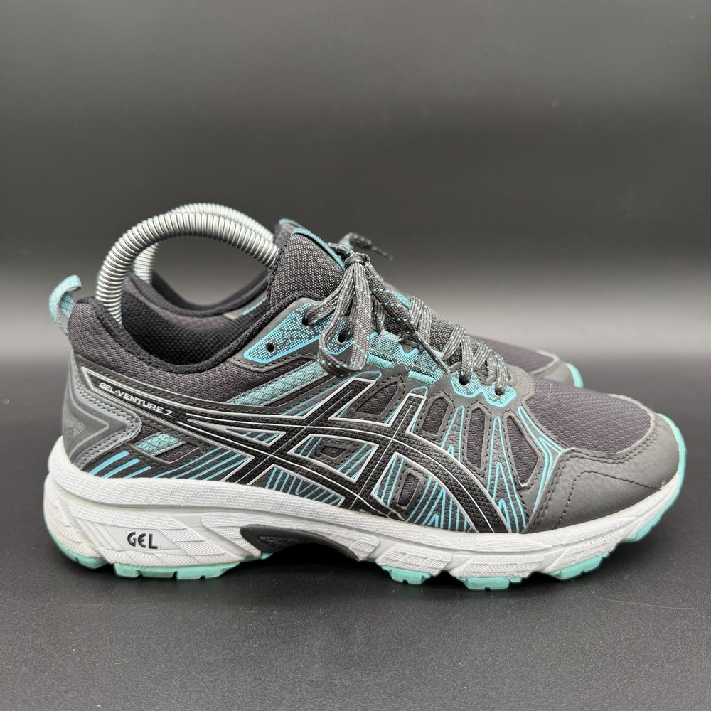 ASICS GEL-Venture 7 Women Wide Running Shoes Trail‎ Sneakers Aqua Black Size 8